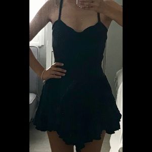 Low Back Black Tutu Strappy Dress